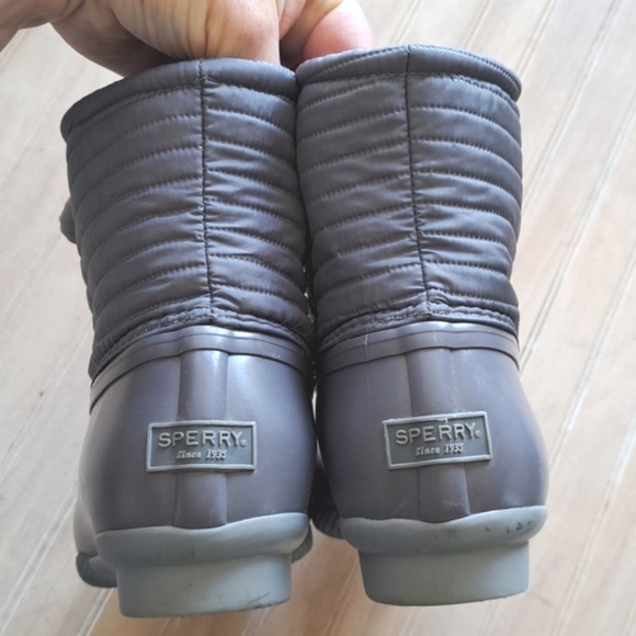 Sperry Saltwater Nylon Duck Boots Gray Quilted Water Resistant Snow Rain - Picture 6 of 11